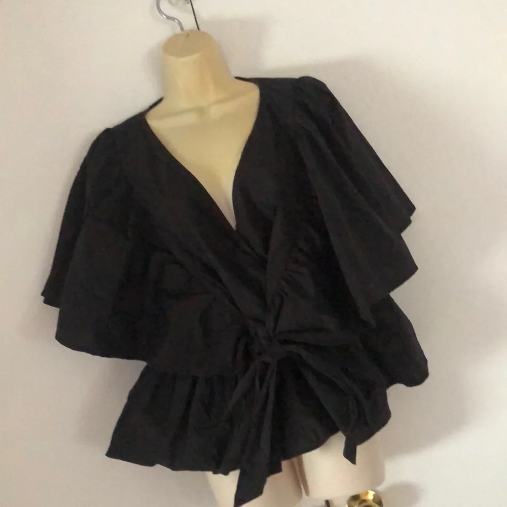 Eloquii woman’s black tie front wrap  blouse - Picture 4 of 13